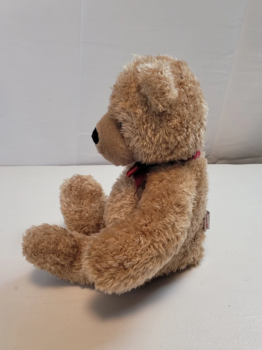 Gund Tan Plush Teddy Bear with Red Bow